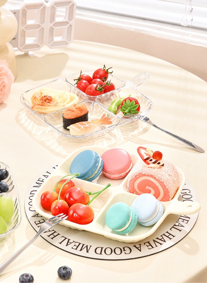 4 grid seasoning plate/appetizer plate/dipping sauce plate/side dish 4 grid/kitchen plate 2pcs (1*beige, 1*transparent color)  - Image 5