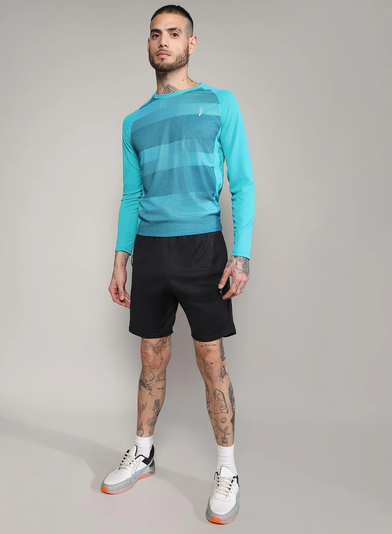 Campus Sutra Men's Onyx Black Solid Activewear Shorts