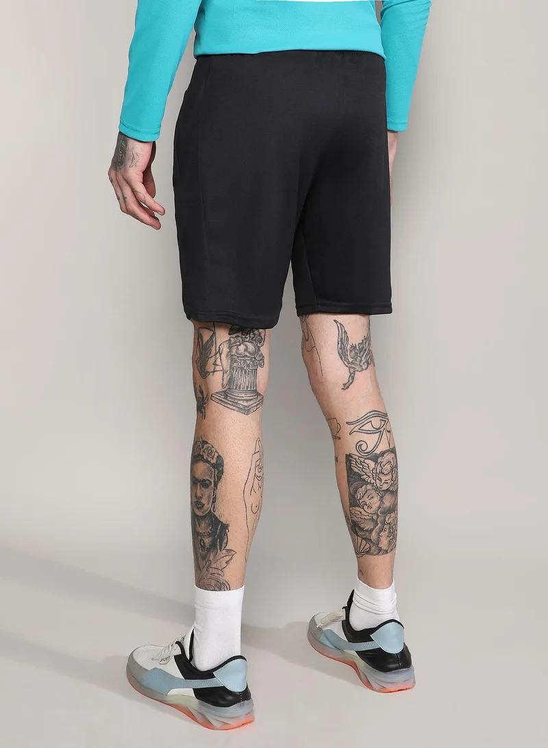 Campus Sutra Men's Onyx Black Solid Activewear Shorts