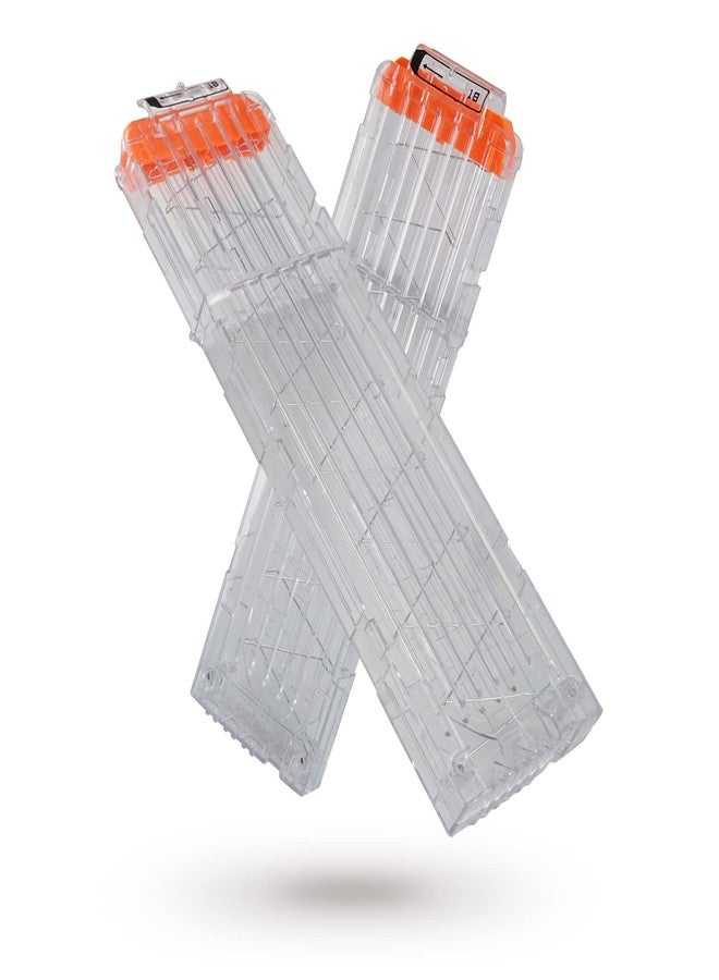 EKIND 18-Dart Clips Compatible with Nerf Elite Magazines - Quick Reload Soft Dart Ammo Clip for Nerf Toy Guns (2-Pack, Transparent) - Image 1