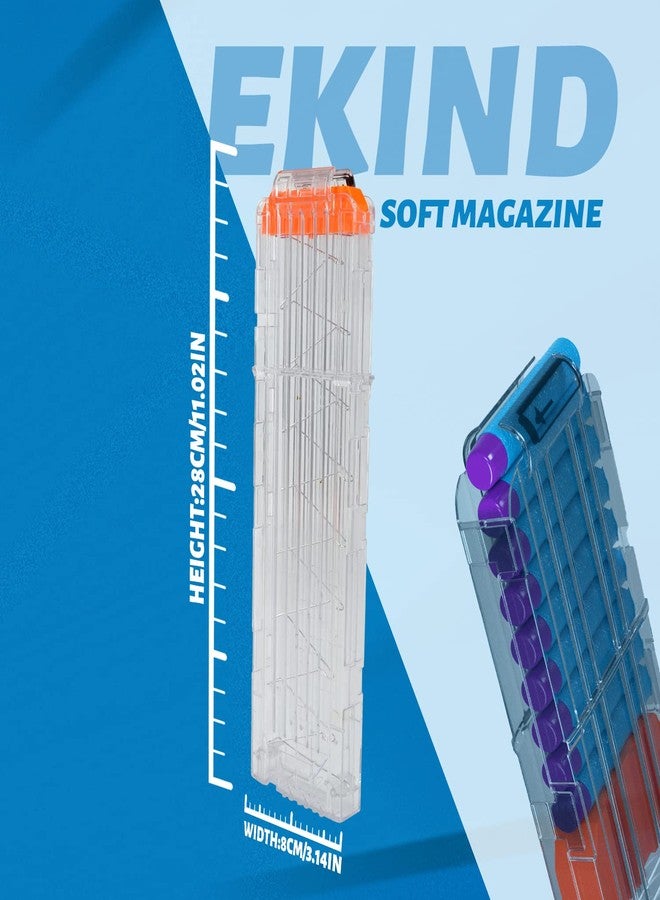 EKIND 18-Dart Clips Compatible with Nerf Elite Magazines - Quick Reload Soft Dart Ammo Clip for Nerf Toy Guns (2-Pack, Transparent) - Image 2