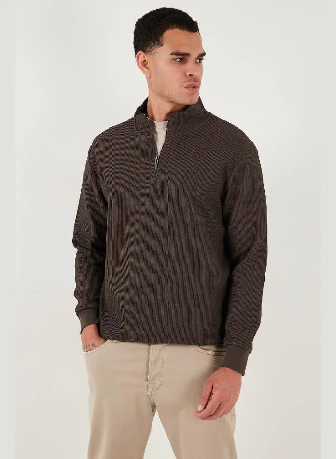 Buratti  Buratti Cotton Regular Fit Half Zipper Stand Collar Sweat Men's SWEAT 5905716 for Men | Best Price UAE