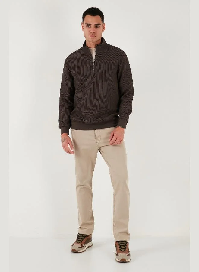 Buratti  Buratti Cotton Regular Fit Half Zipper Stand Collar Sweat Men's SWEAT 5905716 for Men | Best Price UAE