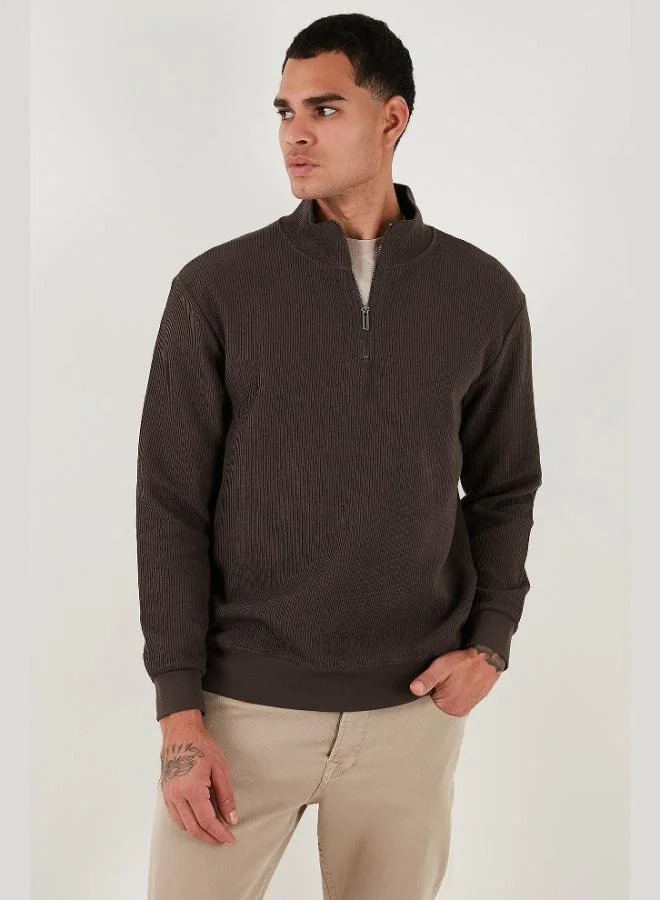 Buratti  Buratti Cotton Regular Fit Half Zipper Stand Collar Sweat Men's SWEAT 5905716 for Men | Best Price UAE