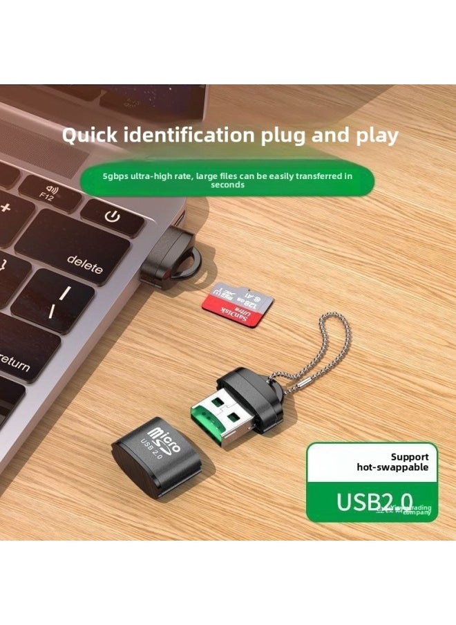 Generic - Mini Card Reader SD Card TF Card Memory Card High-speed Adapter Simple Digital Camera Universal Card Car 2.-Color:Card Reader Usb2.0 Alloy Model [black]-Capacity:USB2.0 - Image 1
