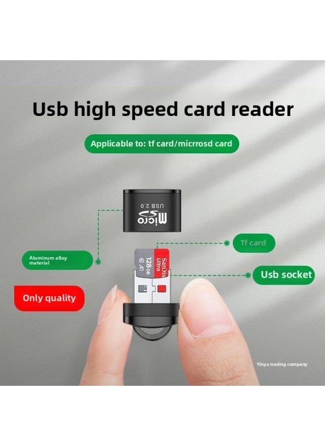 Generic - Mini Card Reader SD Card TF Card Memory Card High-speed Adapter Simple Digital Camera Universal Card Car 2.-Color:Card Reader Usb2.0 Alloy Model [black]-Capacity:USB2.0 - Image 1