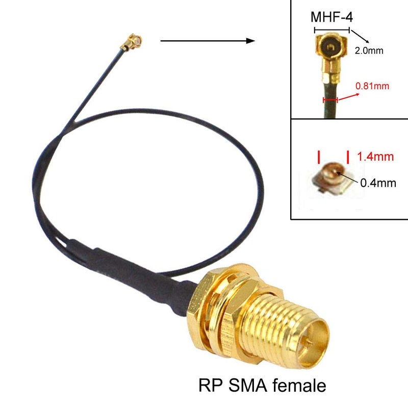 onelinkmore UFL to SMA M.2 NGFF MHF4 to RP SMA Female (Male pin) RF Pigtail WiFi Antenna Extension Cable 0.81mm for PCI WiFi Card Wireless Router M.2 Cards Pack of 2 (4 inch (10 cm)) - Image 2