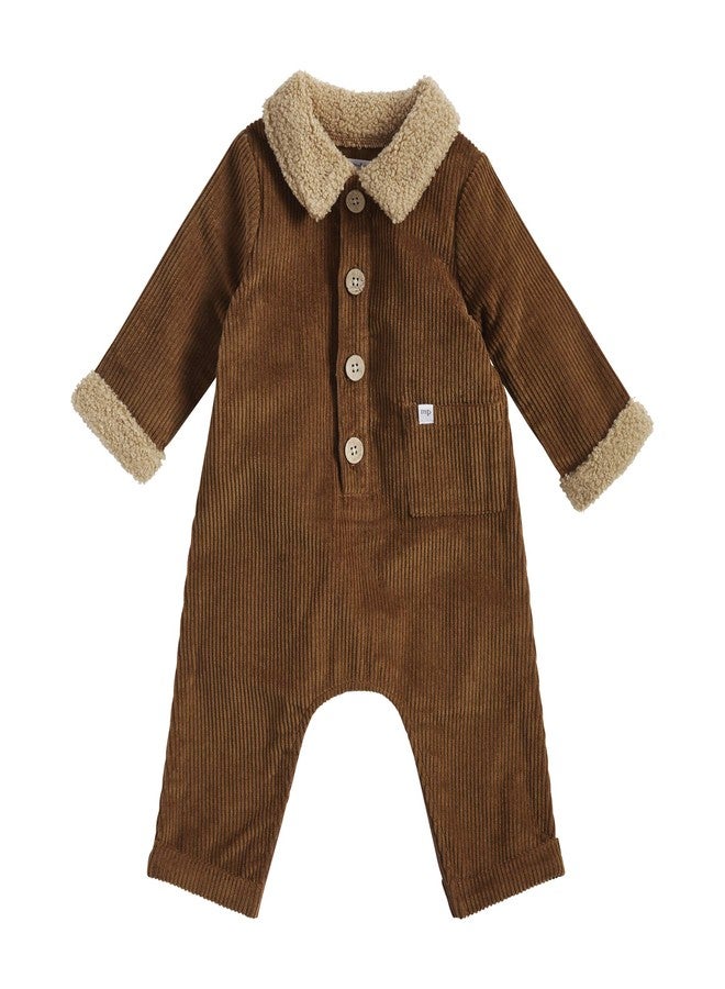 Mud Pie Baby Boy Corduroy One Piece, Brown, 9-12 Months - Image 1