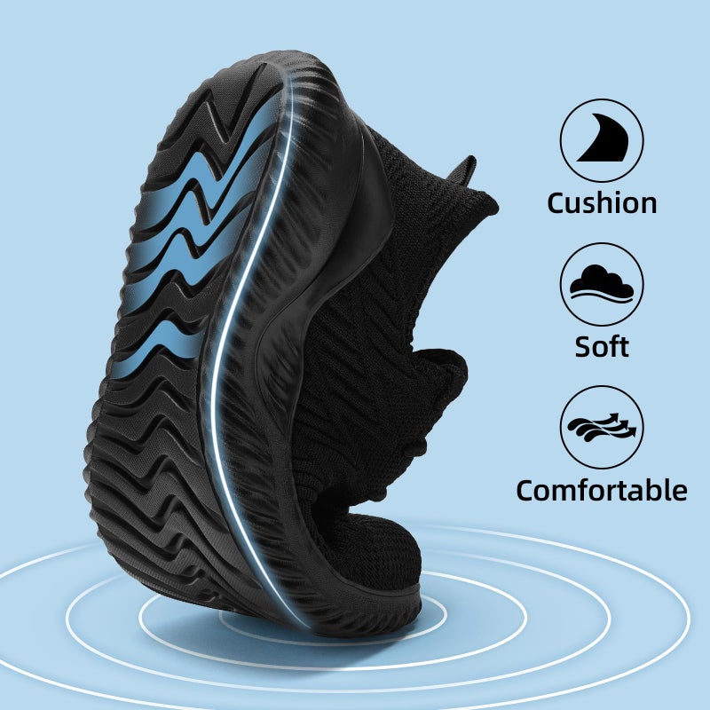 PPQ Womens Slip On Walking Shoesï¼ŒMemory Foam Lightweight Comfort Casual Workout Shoes,Yoga Or Tennis Or Running Sneakers Black 7 - Image 3