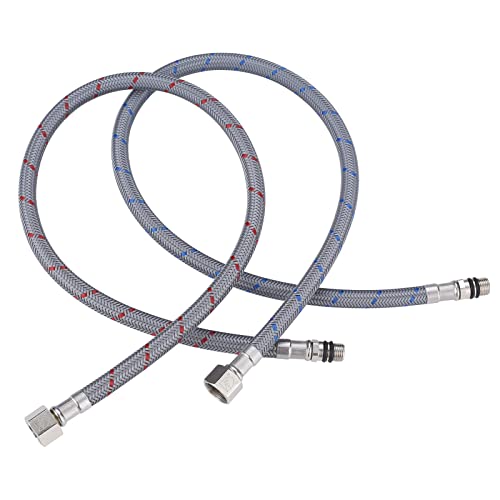 WOWOW 24 Length Faucet Supply Line Bathroom Kitchen Faucet Lines Braided Nylon Sink HosecUPC Faucet Supply Lines 38 Female Compression Thread M10 Male Connector 2Pcs 1 Pair - Image 1
