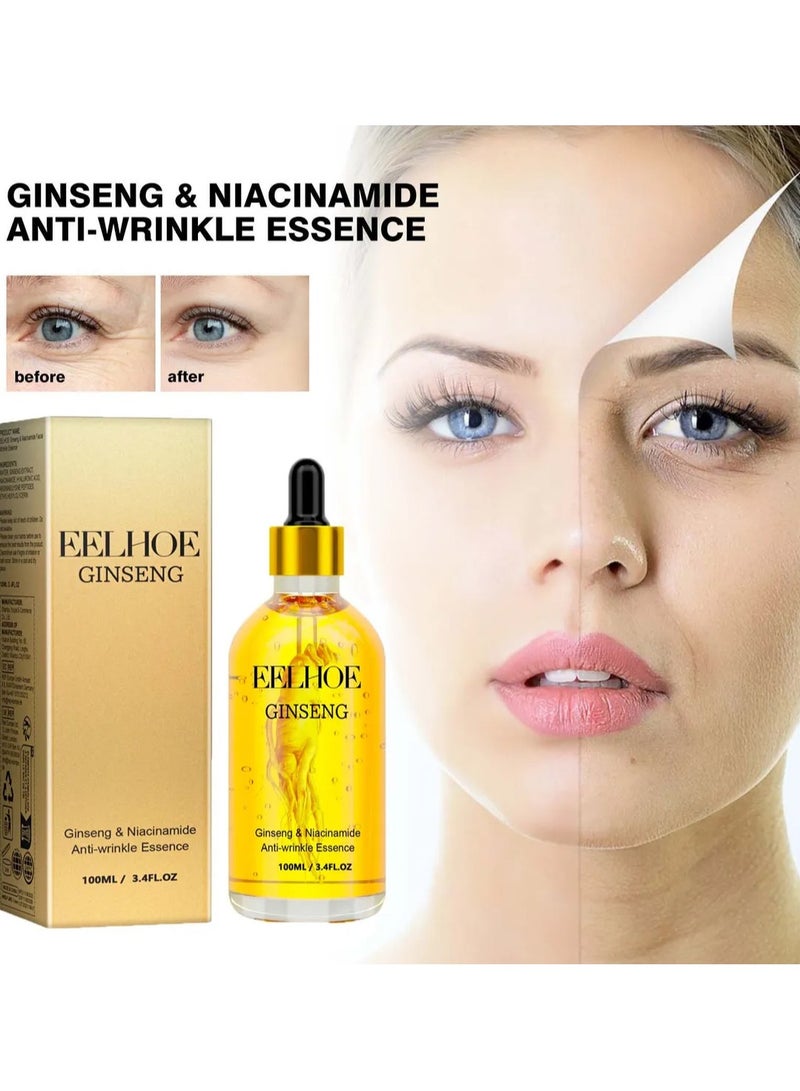 EELHOE إكسير الجينسنغ متعدد الببتيد لمكافحة التجاعيد، سيروم الجينسنغ | سيروم حمض الهيالورونيك للوجه | 3.4 أونصة | ينعم الخطوط الدقيقة والتجاعيد حول العينين، يشد ويرطب (1 قطعة) - Image 4