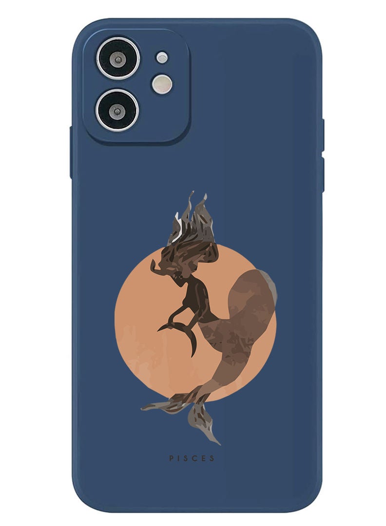 Theodor Protective Slim Fit Case Liquid Silicone Cover with Full Body Protection Anti-Scratch Shockproof Case For iPhone 12 Blue  - Pisces - Image 1