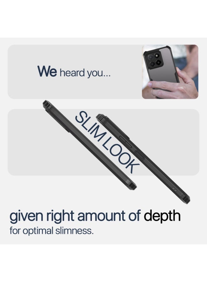 Honor X7d Clear Hard PC Back Cover Case with Shockproof Premium TPU Black Border 360 Degree Impact Resistant Camera lens Protection Transparent Cover For Honor X7d - Image 3