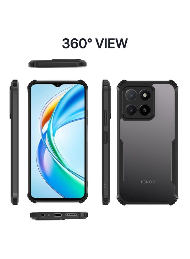 Honor X7d Clear Hard PC Back Cover Case with Shockproof Premium TPU Black Border 360 Degree Impact Resistant Camera lens Protection Transparent Cover For Honor X7d - Image 2