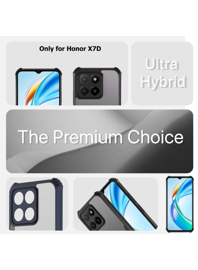 Honor X7d Clear Hard PC Back Cover Case with Shockproof Premium TPU Black Border 360 Degree Impact Resistant Camera lens Protection Transparent Cover For Honor X7d - Image 4