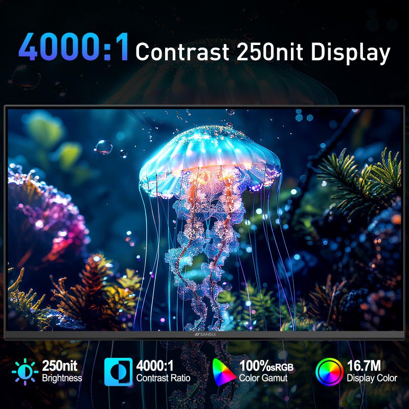 SANSUI 22 Inch 120Hz Monitor, FHD Computer Monitor 4000:1 Contrast Ratio with Adaptive Sync, HDR 100% sRGB, HDMI x 2, VESA Mount, Eye Care for Home/Office (ES-22X3AH, One HDMI Cable Included). - Image 3