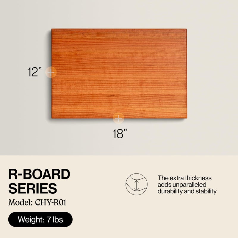 John Boos R-Board Series Rectangular Wooden Cherry Cutting Board 18â€x12â€ â€“ 1.5â€ Thick, 7-lb Reversible Butcher Block with Edge-Grain & Finger Grips â€“ Made in the USA - Image 2