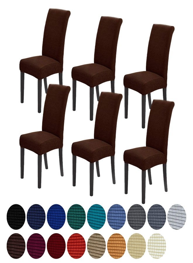 Howhic Stretch Chair Covers for Dining Room Set of 6, Removable Washable Dining Room Chair Covers, Dining Chair Slipcovers Seat Protector, Great for Home and Banquet Decor (Chocolate, 6 Pack) - Image 1