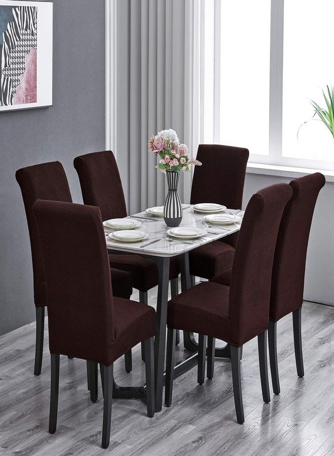 Howhic Stretch Chair Covers for Dining Room Set of 6, Removable Washable Dining Room Chair Covers, Dining Chair Slipcovers Seat Protector, Great for Home and Banquet Decor (Chocolate, 6 Pack) - Image 2