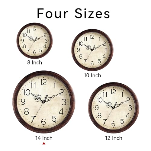 KECYET Wall Clock 14 Inch Vintage Wall Clocks Battery Operated Quartz Silent NonTicking Large Retro Rustic Style Decorative for Living Room Home Office Bedroom Dining Room Bronze - Image 3