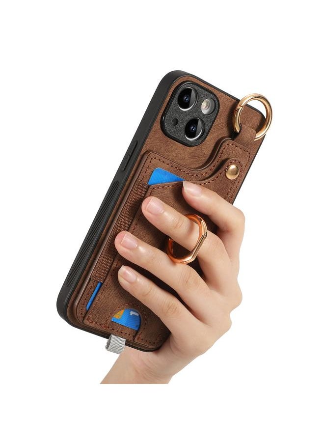 erorex Case For iPhone 14 Plus Retro Skin-feel Ring Card Bag Phone Case with Hang Loop  - Image 5