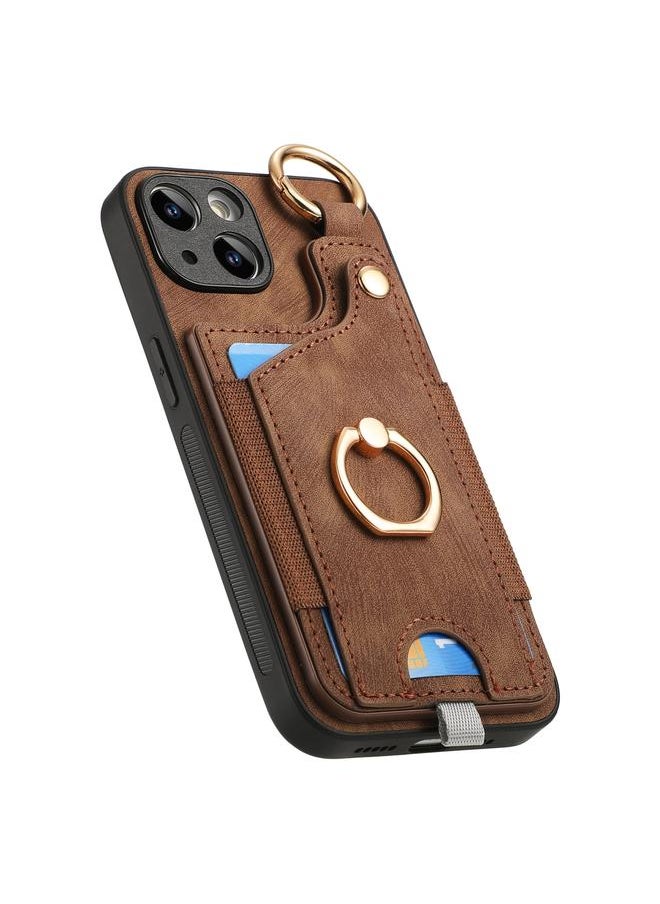 erorex Case For iPhone 14 Plus Retro Skin-feel Ring Card Bag Phone Case with Hang Loop  - Image 3