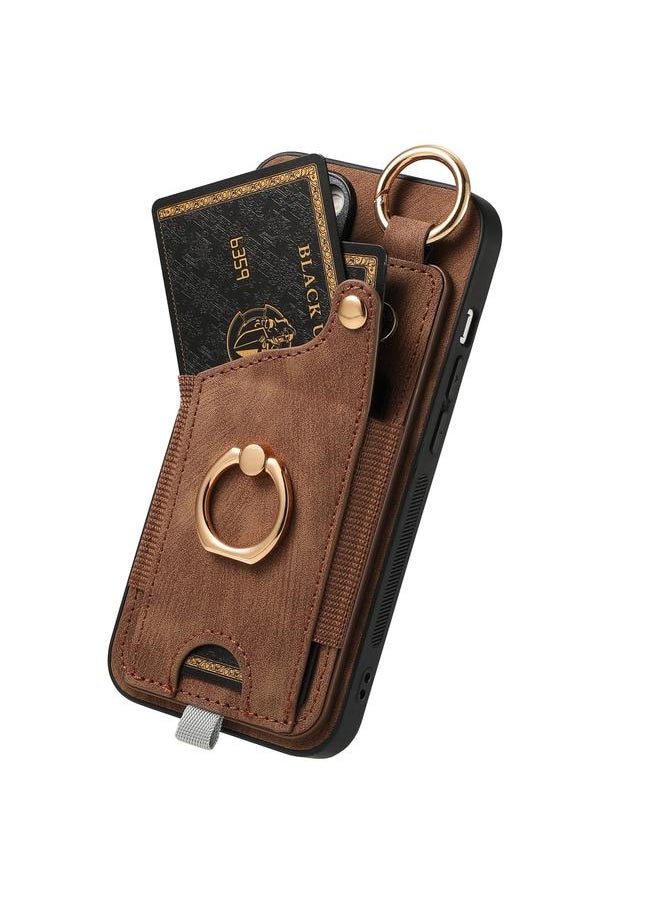 erorex Case For iPhone 14 Plus Retro Skin-feel Ring Card Bag Phone Case with Hang Loop  - Image 2