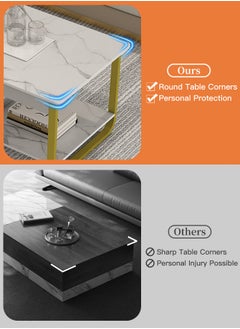 JANTENS Modern Square Coffee Table for Living Room,Marble Design Coffee Tables,End Side Tables for Bedroom Office Balcony Yard  - Image 4