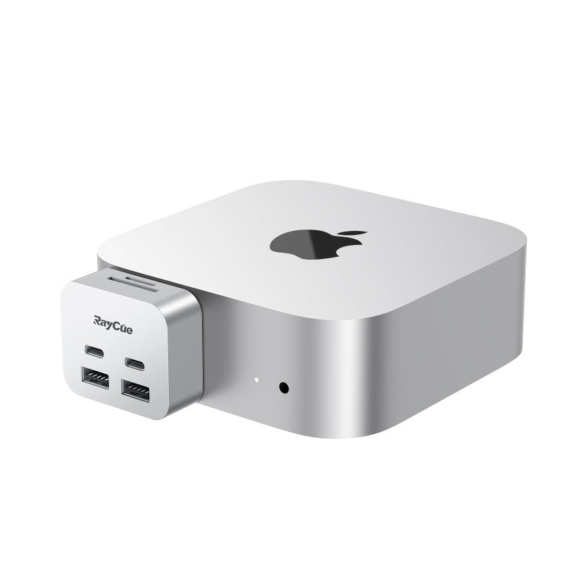 RayCue MiniPack Expansion Dock for Mac mini M4 | 6-Port USB-C Hub with Dual 10Gbps Adapters, 2 * 10G USB-C/ 2 * 10G USB-A/SD TF 3.0 Card Reader | High-Speed Data Transfer & Multi-Device Connectivity - Image 1