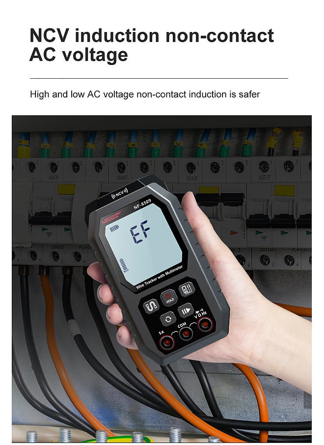 NOYAFA - Network Cable Tester Wire Tracker with Multimeter Multifunctional Ethernet Wire Tracker DC AC Voltmeter with Cable Tracing/Length Test/POE Test - Image 1