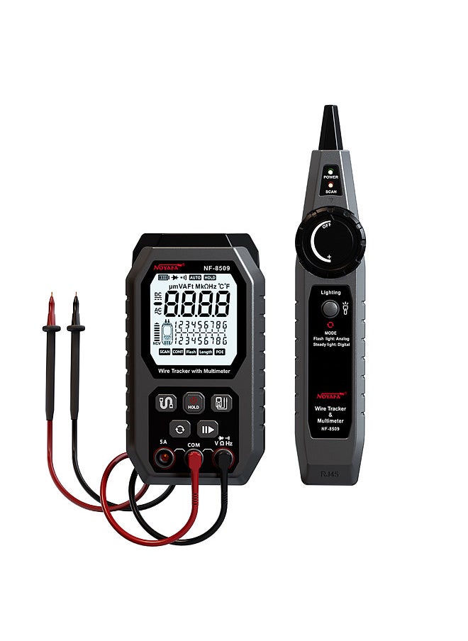 NOYAFA - Network Cable Tester Wire Tracker with Multimeter Multifunctional Ethernet Wire Tracker DC AC Voltmeter with Cable Tracing/Length Test/POE Test - Image 1