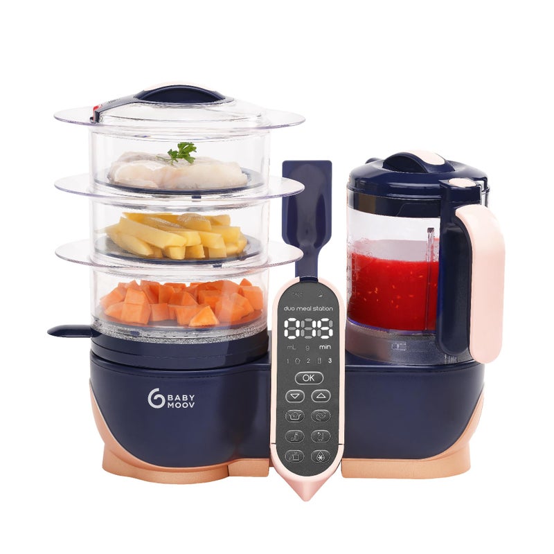 babymoov Babymoov Duo Meal Station XL 6 in 1 Food Processor with Steamer MultiSpeed Blender Warmer Defroster Sterilizer Nutritionist Approved pink 