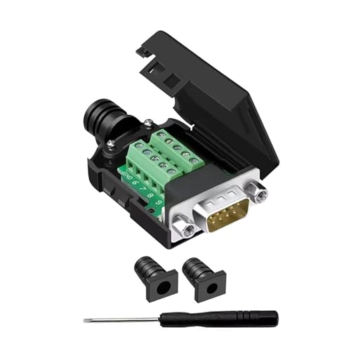 YIOVVOM DB9 Breakout Connector, Male 9 pin RS232 connectors, Solderless D-SUB RS485 Serial Adapter Module Board with Screw Terminals, Case (Male Serial Adapter + Nut) - Image 1
