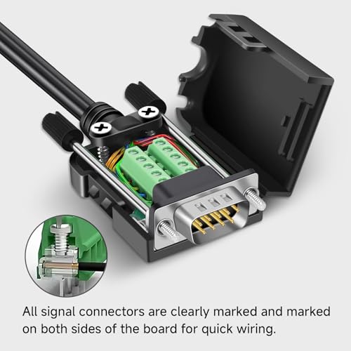 YIOVVOM DB9 Breakout Connector, Male 9 pin RS232 connectors, Solderless D-SUB RS485 Serial Adapter Module Board with Screw Terminals, Case (Male Serial Adapter + Nut) - Image 4