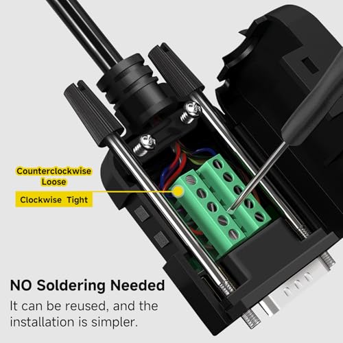 YIOVVOM DB9 Breakout Connector, Male 9 pin RS232 connectors, Solderless D-SUB RS485 Serial Adapter Module Board with Screw Terminals, Case (Male Serial Adapter + Nut) - Image 3