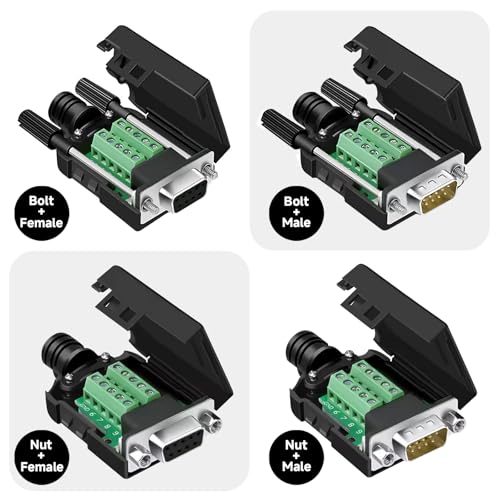 YIOVVOM DB9 Breakout Connector, Male 9 pin RS232 connectors, Solderless D-SUB RS485 Serial Adapter Module Board with Screw Terminals, Case (Male Serial Adapter + Nut) - Image 5