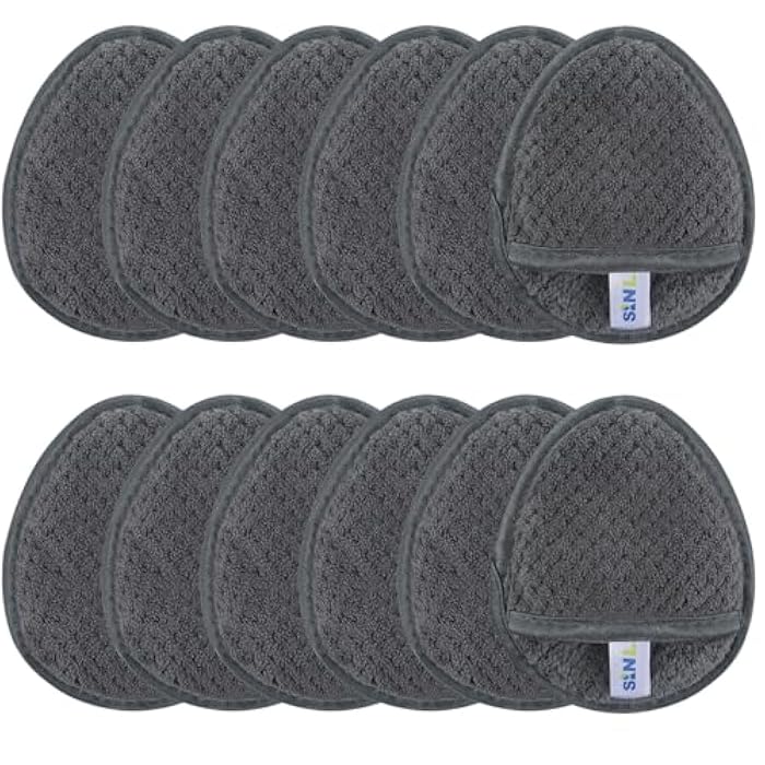 SINLAND Reusable Makeup Remover Pads For Face,Eye,Lips Microfiber Gentle Facial Cleansing Cloths for All Skin Types Friendly for Makeup Remover With Laundry Bag 5.1inchx3.93inch Gray Pack of 12 - Image 1