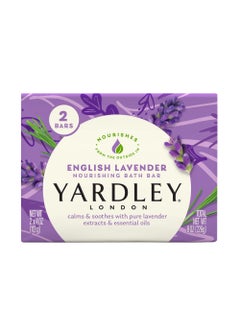 Yardley Yardley London Nourishing Bath Soap Bar English Lavender Calms  Soothes with Pure Lavender Extracts  Essential Oils 40 oz Bath Bar 2 Soap Bars 