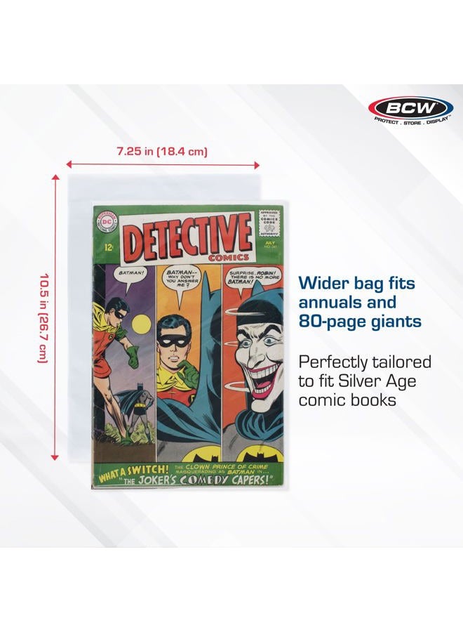 BCW Supplies Thick Silver Comic Bags (100 Count Pack) - Image 2