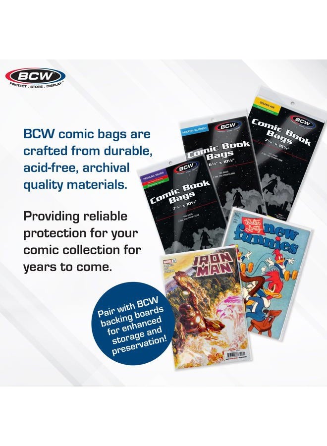 BCW Supplies Thick Silver Comic Bags (100 Count Pack) - Image 3