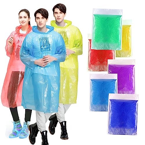 HACER Disposable Raincoat Poncho with Hood Water Resistant Rainwear Rain Suit for Outdoor Travel Men Women (Random, Pack of 6) - Image 1