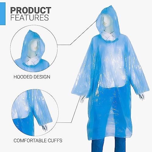 HACER Disposable Raincoat Poncho with Hood Water Resistant Rainwear Rain Suit for Outdoor Travel Men Women (Random, Pack of 6) - Image 2