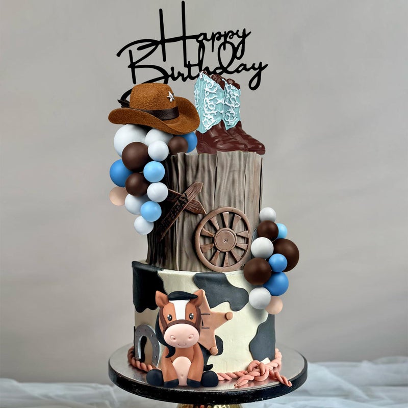 KEEPARTY 31 Pcs Cowboy Cake Decorations Hat Boot Balls And Horse Cake Toppers For Western Theme Birthday Baby Shower Cowboy Cowgirl Party Supplies - Image 5