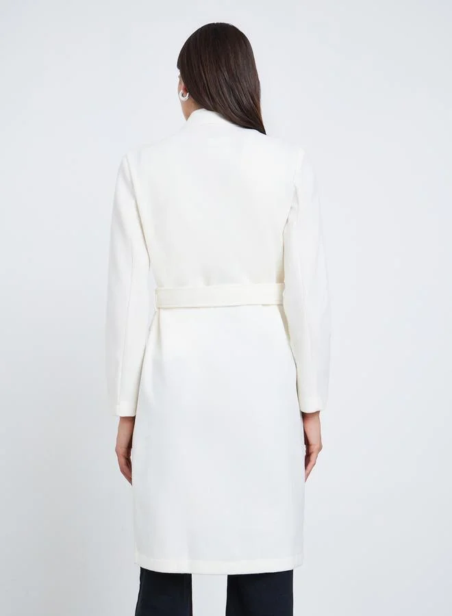 Styli Regular Fit Double Breasted Belted Wool Like Coat
