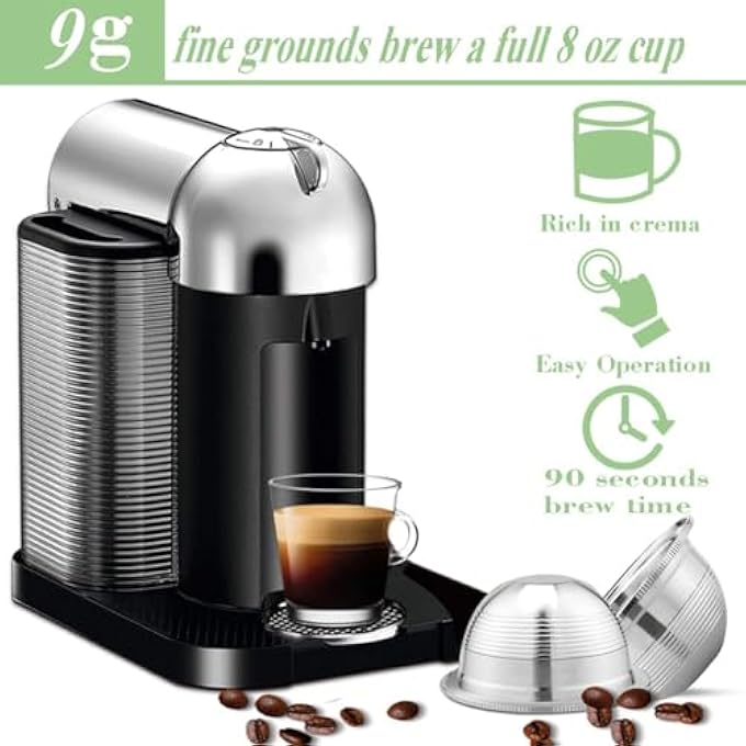 Azonee Stainless Steel Coffee Capsule  Refillable Vertuoline Capsules Compatible With Nespresso Vertuoline Gca1 And Delonghi Env135S 25OzSmall Cup Hemispherical Coffee Filter - Image 3