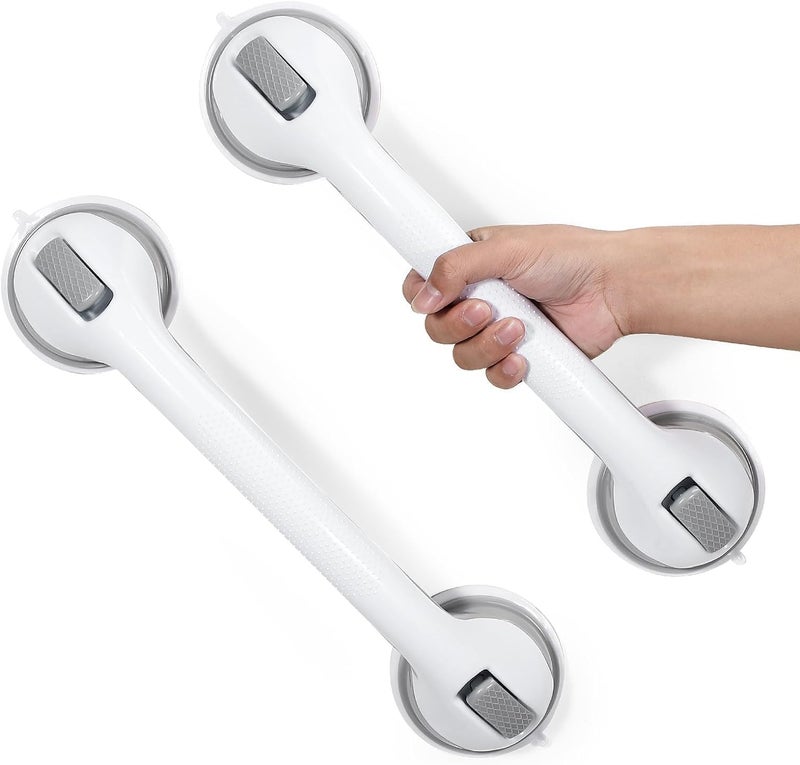Suction Cup Grab Bars: 12 Inch Textured PVC - Stronger Suction Grip, Tool-Free Installation - Bathroom Safety Bars for Elderly, Pregnant Women, Disabled in Bathtub, Shower, Toilet - Image 1