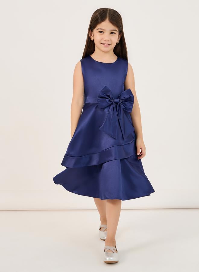 Styli Satin Bow Tiered Dress  - Image 1