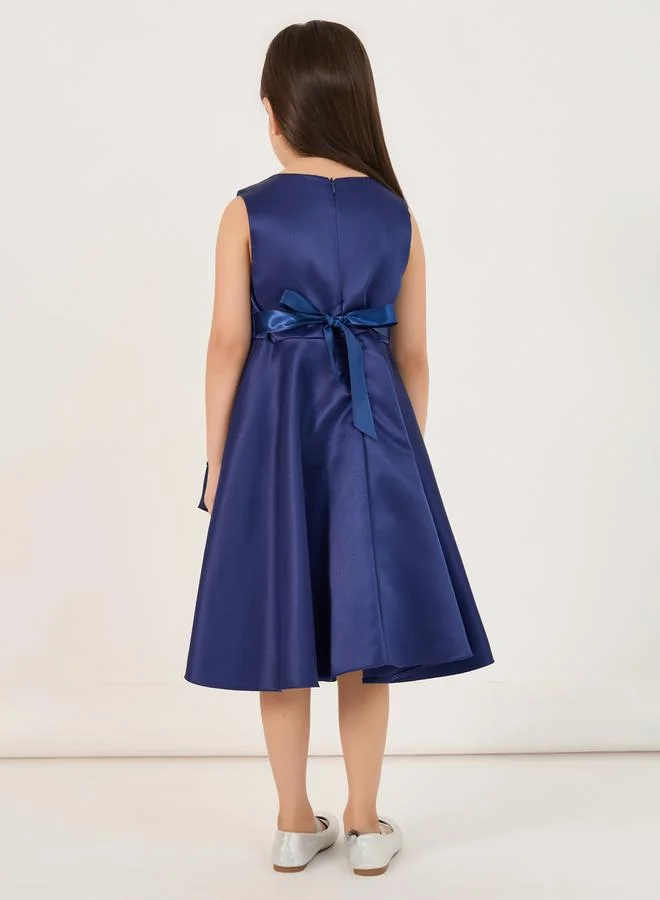 Styli Satin Bow Tiered Dress