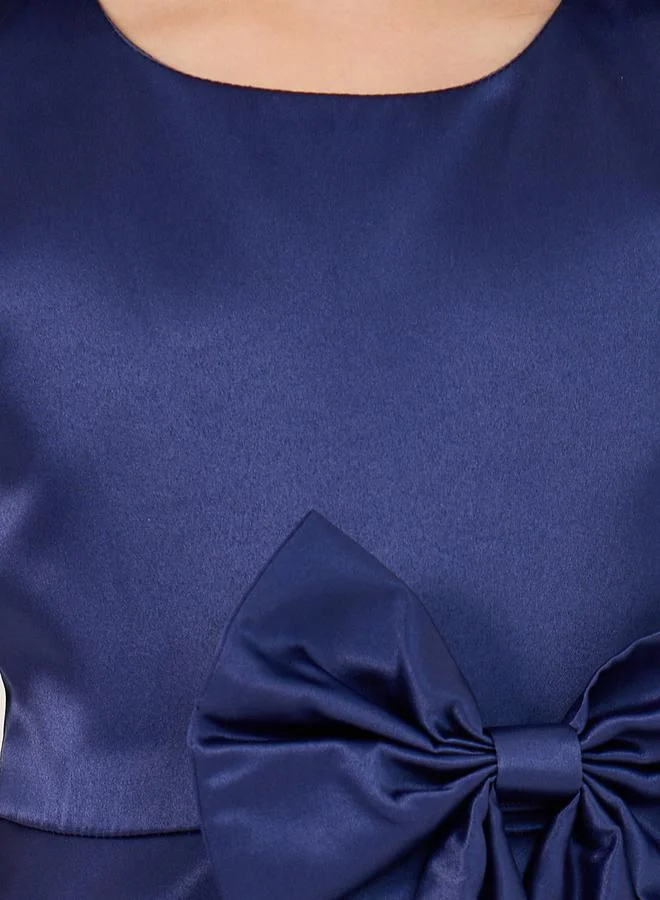 Styli Satin Bow Tiered Dress