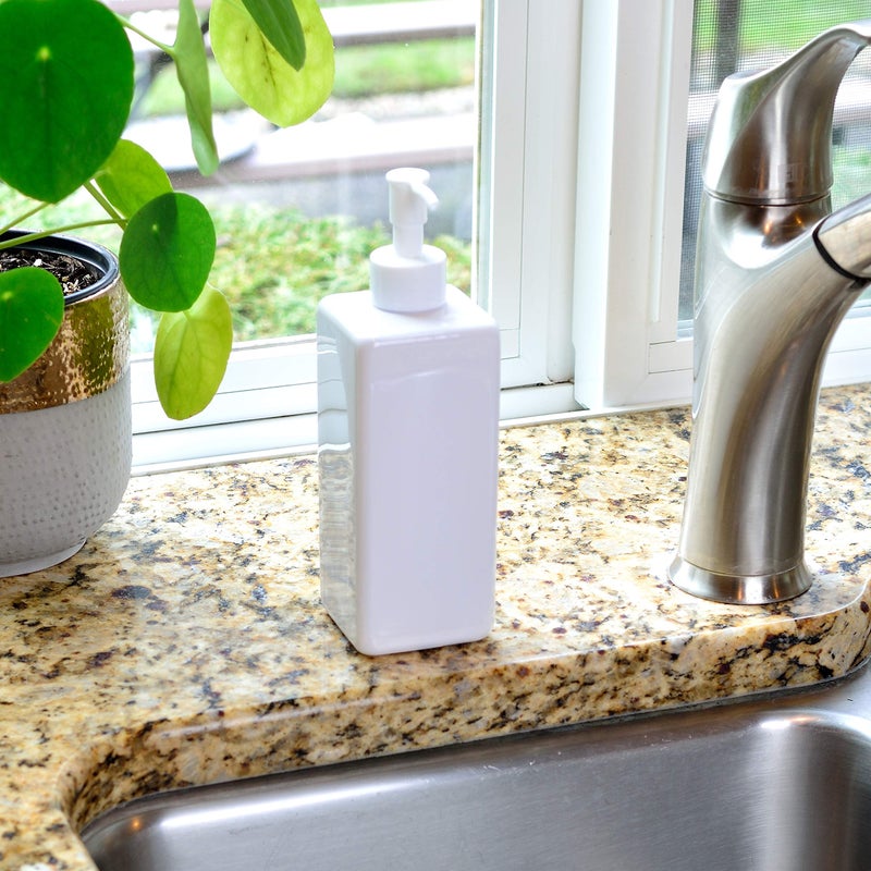 Youngever 5 Pack 16 Ounce Plastic Pump Bottles, Refillable Square Plastic Pump Bottles for Dispensing Lotions, Shampoos and More (White) - Image 3